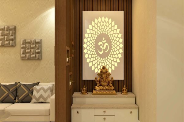 Modern pooja unit design with partition - Beautiful Homes